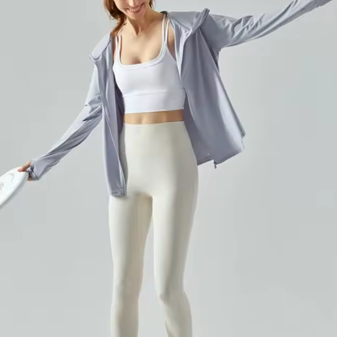 Outdoor Loose Ice Silk Cool Feeling UV Protection Breathable Speed Dry Hooded Sunscreen Clothing 