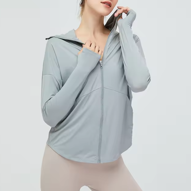 Sun Protection UPF 50+ Full Zip Hooded Long Sleeve Cooling Sunscreen Clothing