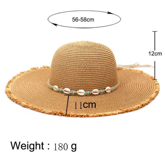 Wide Brim Shell Beads Beach Sun Hats