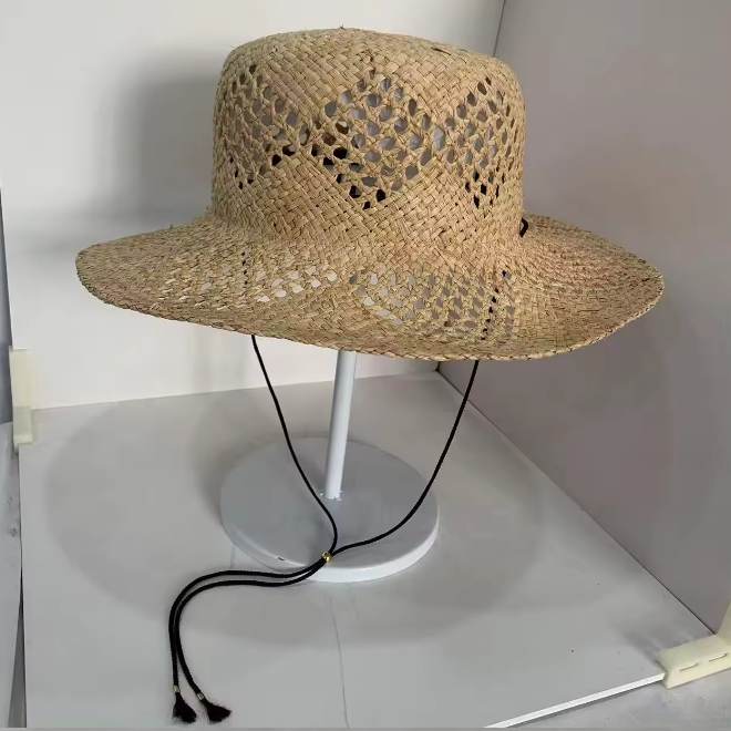 Handmade Wide Brim Raffia Straw Sun Hat