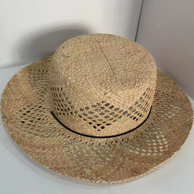 Handmade Wide Brim Raffia Straw Sun Hat