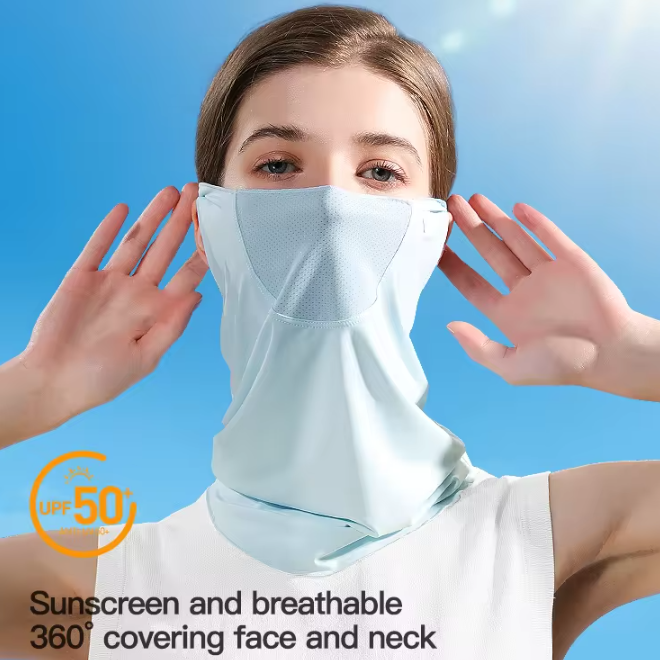 Ice Silk Sunscreen Summer Outdoor Full Face Scarf Veil Mask