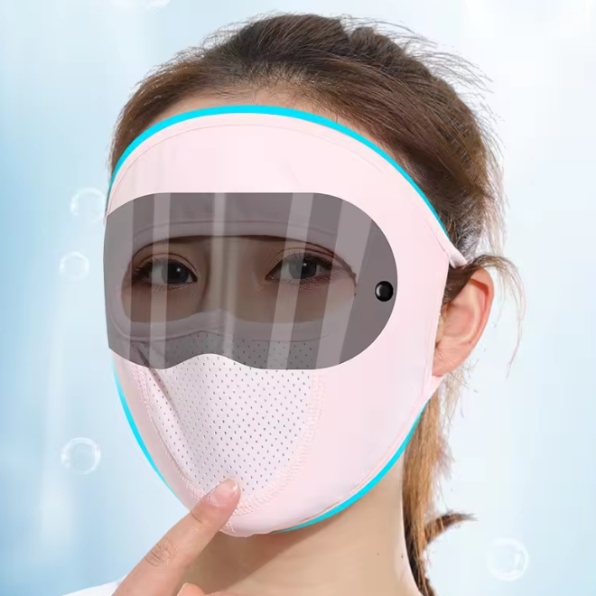Sunscreen Full Face UV Protection Mask with Glasses Dustproof