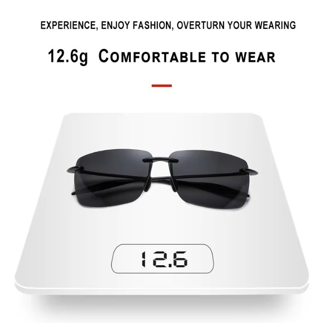 Rimless Mens Ultralight Polarized Mirror Lenses Sunglasses