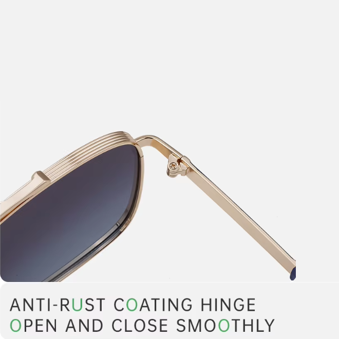 Trendy Metal Frame Double Bridge UV400 Shades Sunglasses for Men