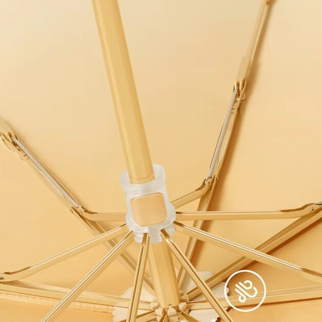 Women Wood Handle Summer Gradient Titanium Silver Coating Rainy Sun Umbrellas