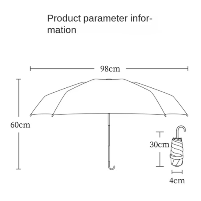 Three Section Aluminum Alloy Golden Skeleton Umbrella