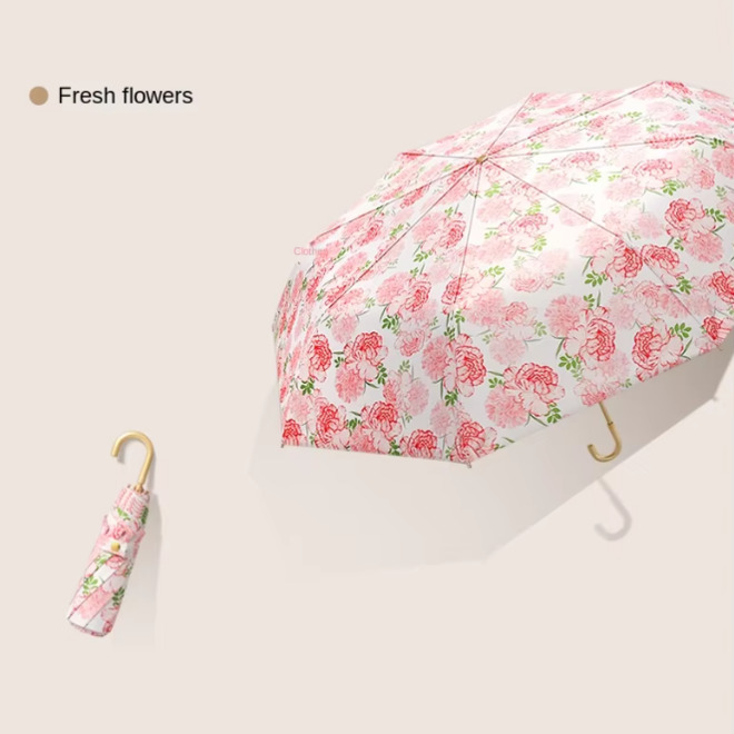 Three Section Aluminum Alloy Golden Skeleton Umbrella