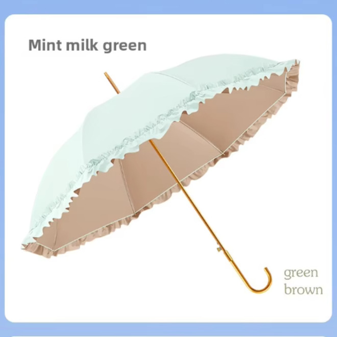Dual Use Anti UV Sunshade Umbrella with Glue Color Lace