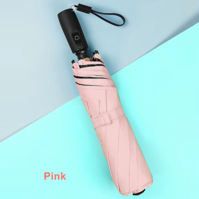 USB Charging Fan Manual Open and Close Folding Umbrella
