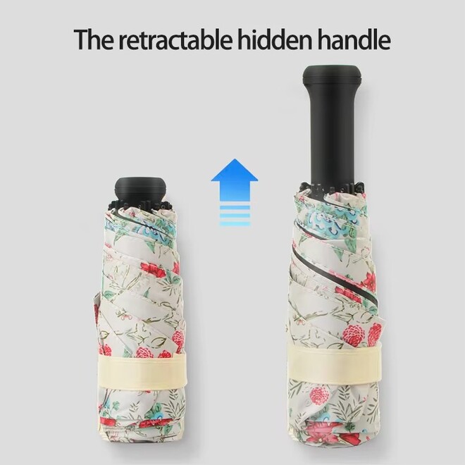 Ultralight Portable SPF 99% UV Protection Retractable Hidden Handle 5 Fold Umbrella